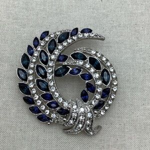 Avon 120th Anniversary Silver and Deep Blue Brooch